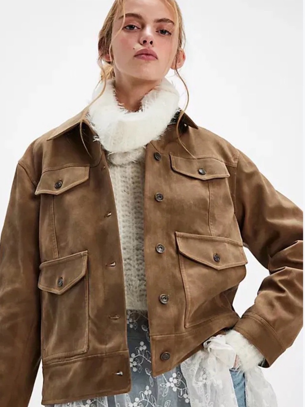 Free People We The Free Night Range Vegan Suede Jacket Size Medium